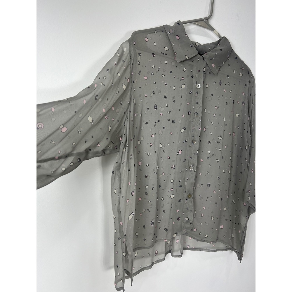 Mary Deangelis Silk Dainty Sheer Button Up Blouse‎ Size M